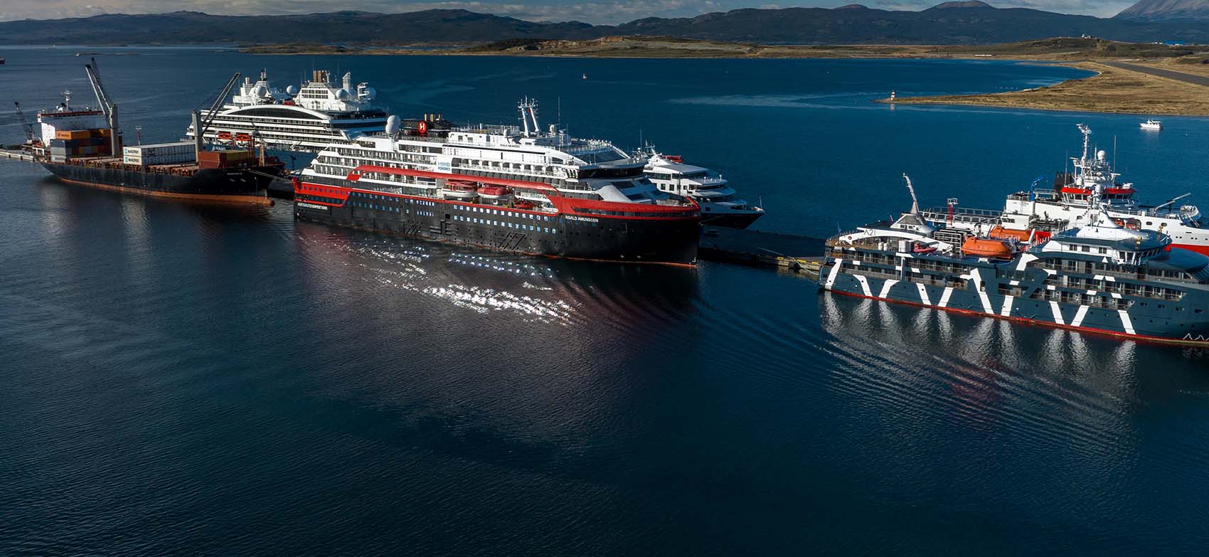 Ships in the ocean in Argentina.